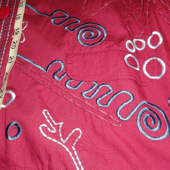 Norm Thompson women's size 2X, light weight jacket burgundy / blue embroidery - Picture 7 of 12